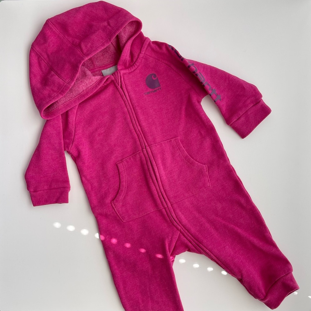 Carhartt Fleece Hooded Full-Zip Long-Sleeve Coveralls 6M Raspberry Rose Heather
